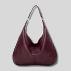 Sac Épaule hobo en cuir bordeaux – vue de face