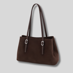 Sac Épaule Liorane brun foncé vu de trois quarts.