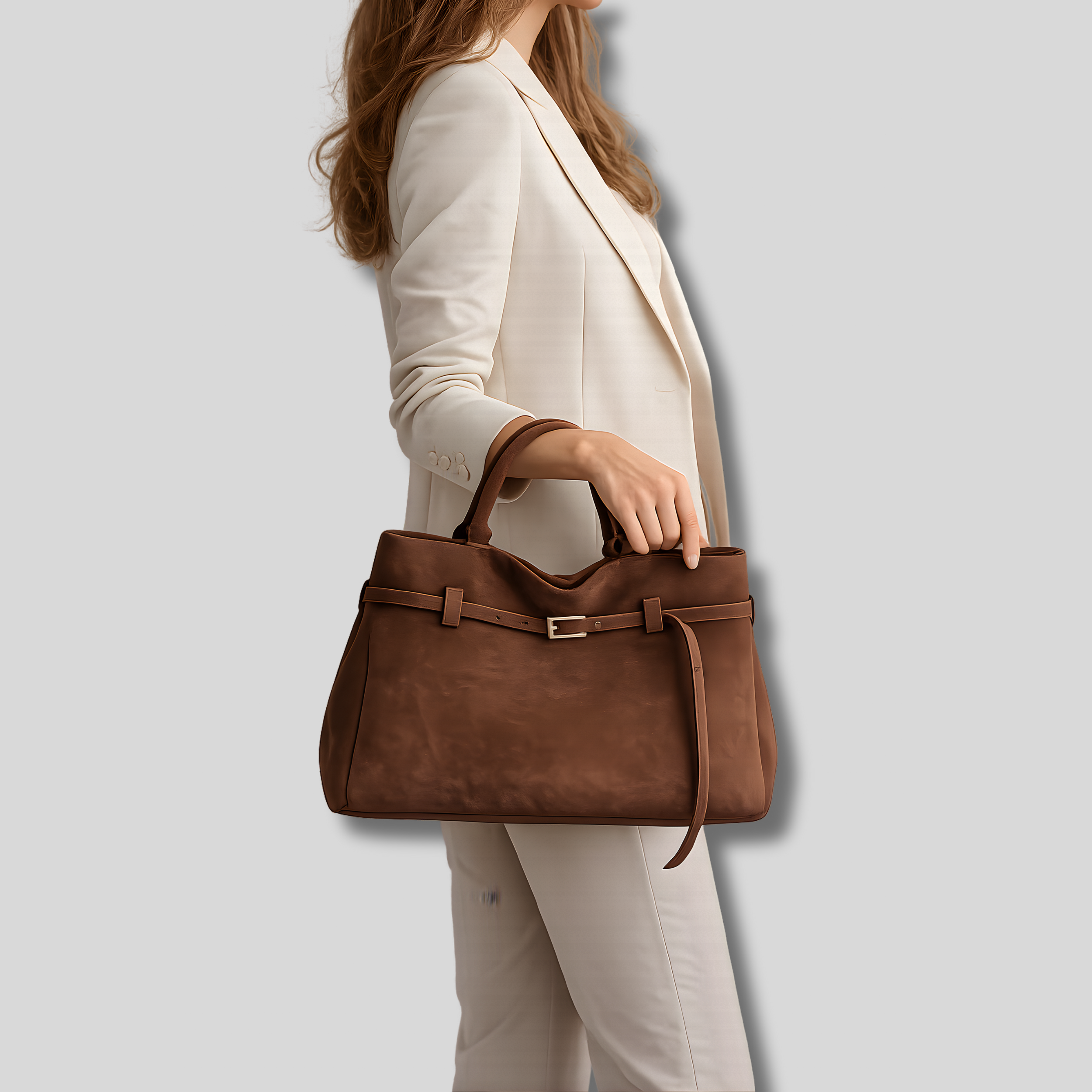 Sac cabas marron porté à la main – look élégant et structuré