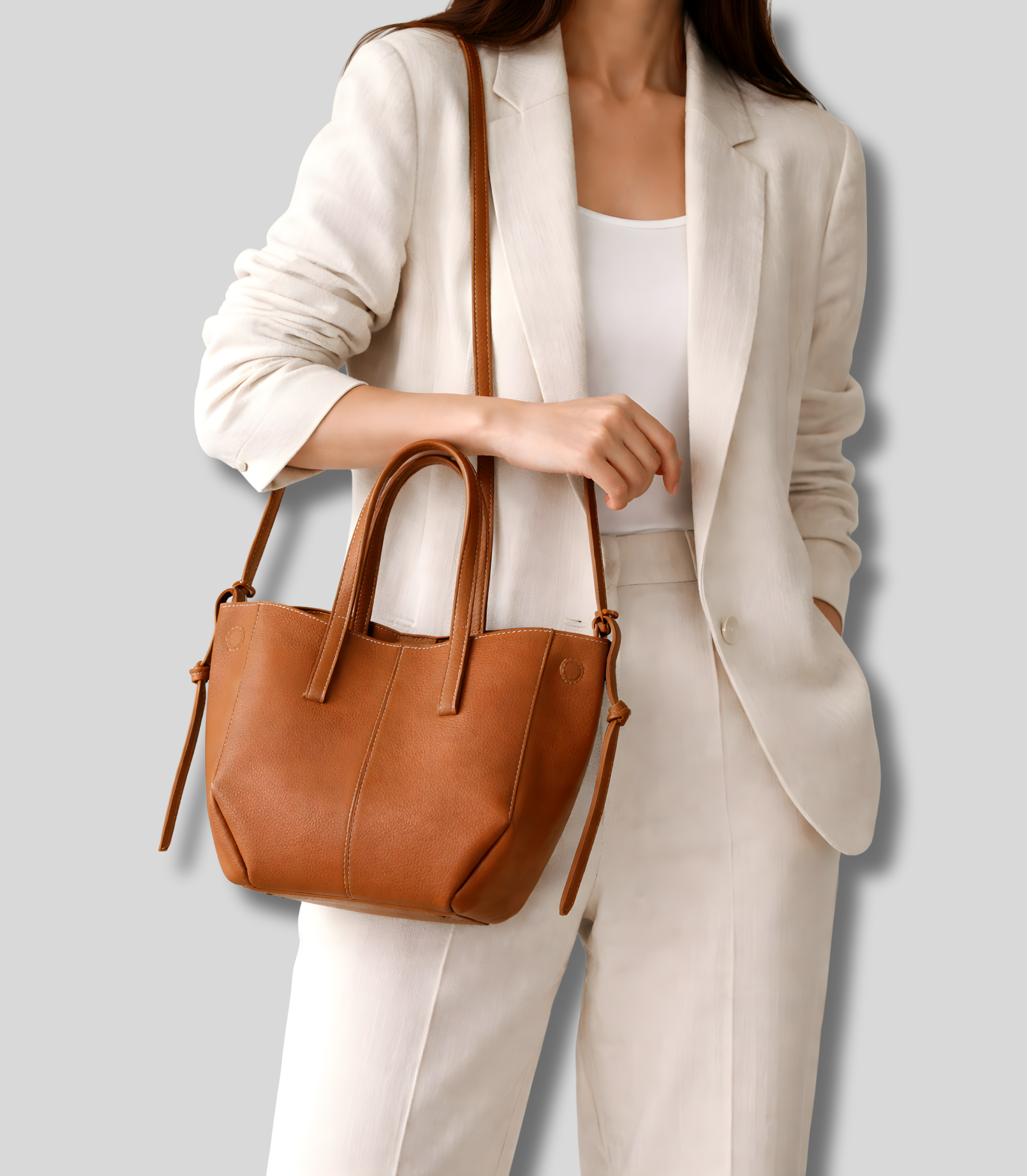 Sac Cabas Maëline marron porté à l’épaule, style urbain élégant