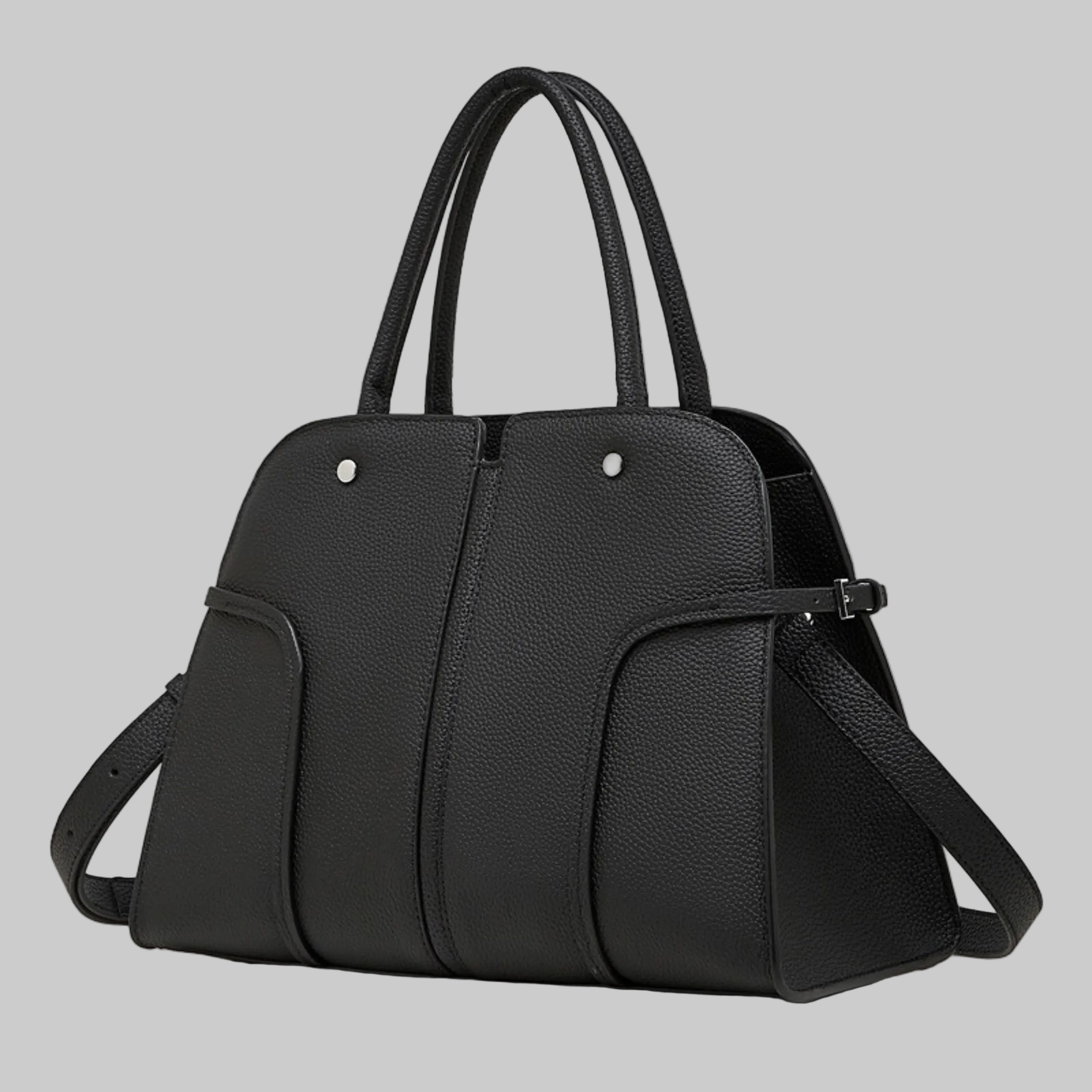 Sac Cabas Vaélya noir en cuir véritable avec grande capacité de rangement