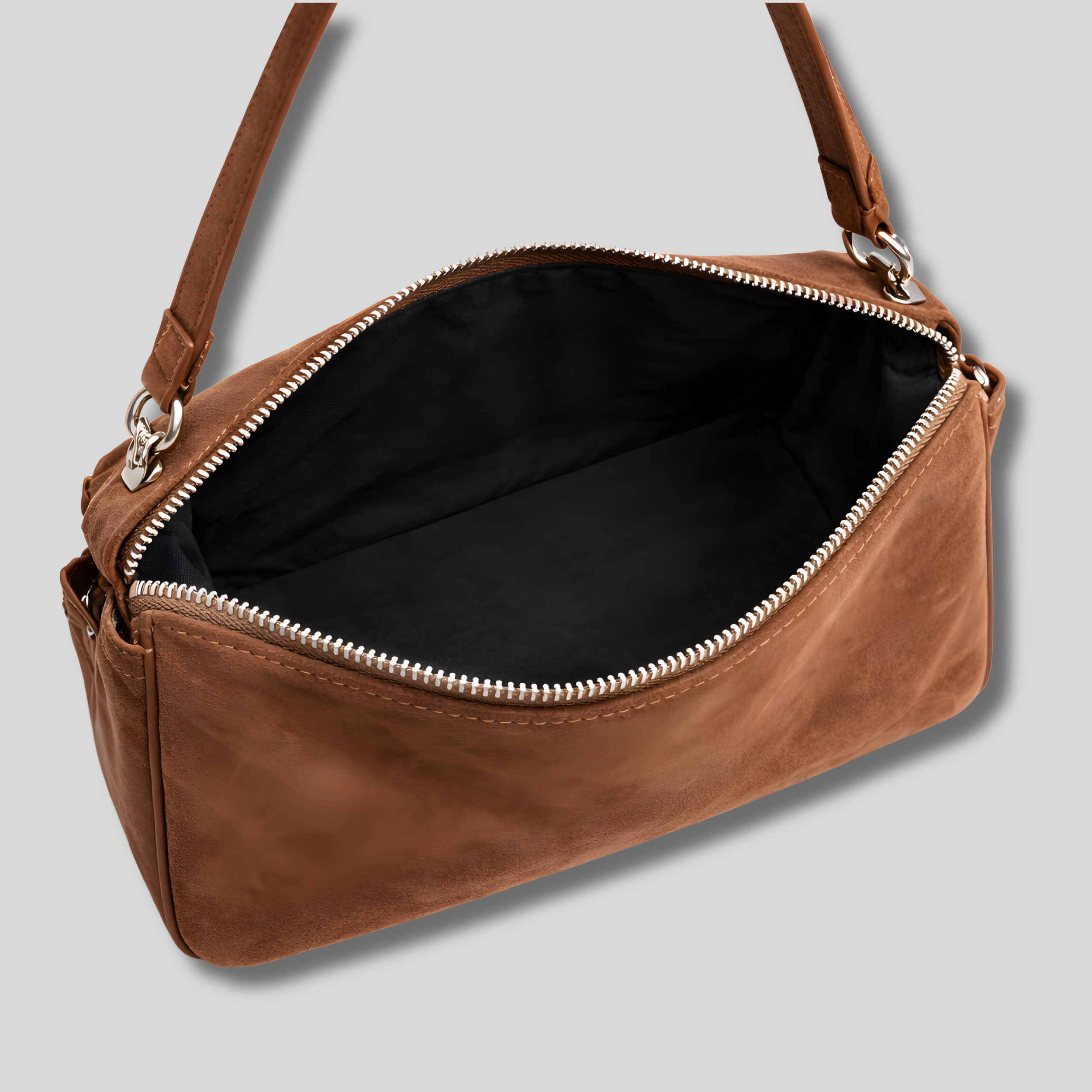 Intérieur du sac épaule Lunéa avec compartiment principal et fermeture zippée