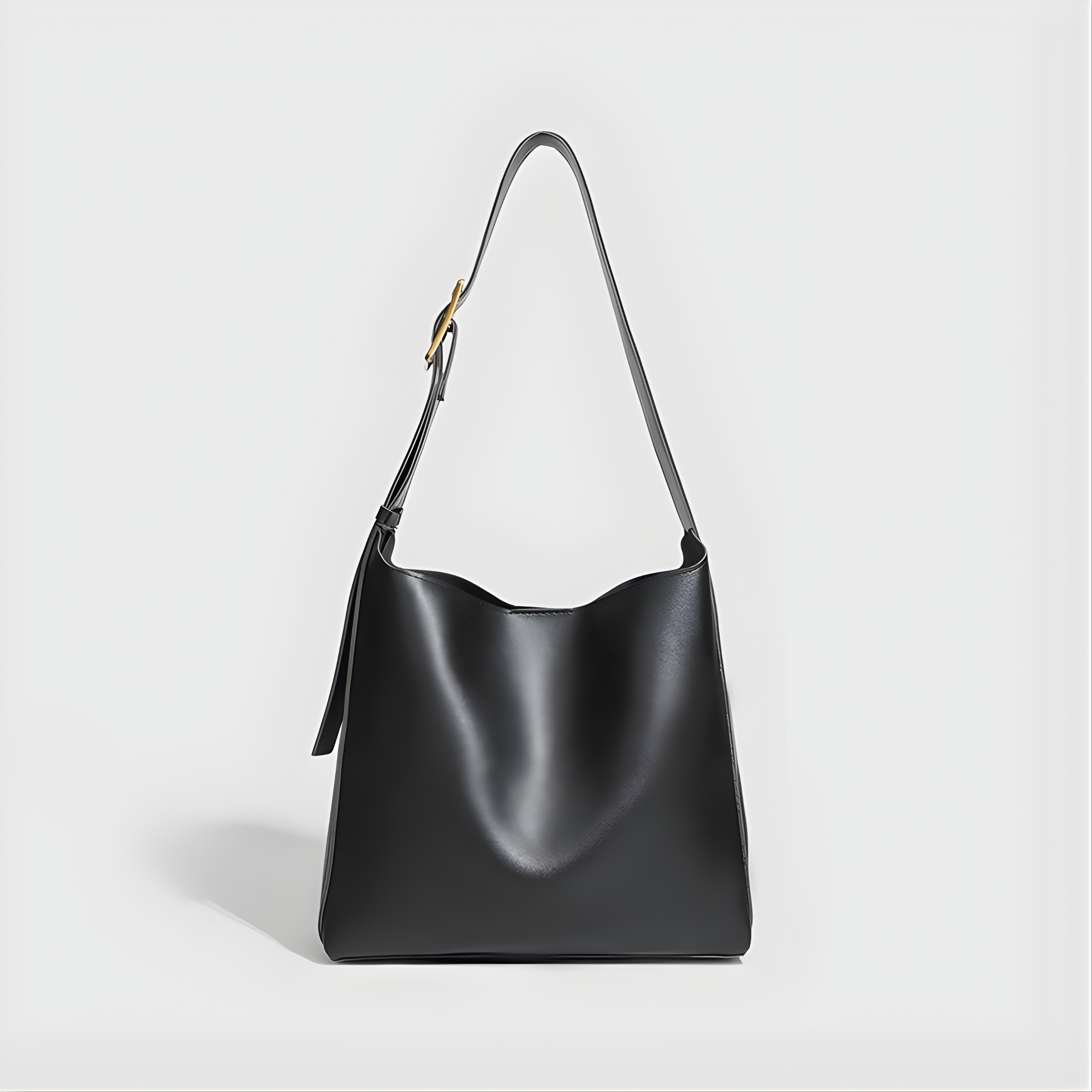 Sac cabas texturé Élégance Rétro noir en effet cuir, vue de face