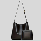 Sac cabas texturé Élégance Rétro noir avec pochette assortie, design élégant