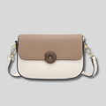 Sac bandoulière en cuir véritable bicolore beige et blanc – vue de face