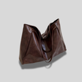Sac cabas brillant marron au design intemporel, en cuir PU, élégant et structuré